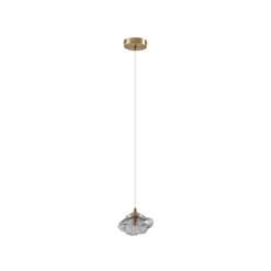Lindby Hängeleuchte Piatra, rauch/messing, Glas, Ø 16 cm, G9