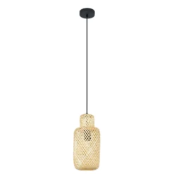 Lindby Hängeleuchte Venora, Ø 15 cm, Bambus, E27
