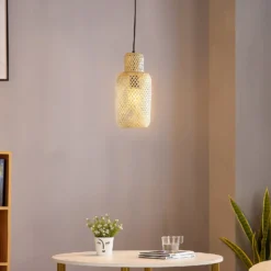 Lindby Hängeleuchte Venora, Ø 15 cm, Bambus, E27
