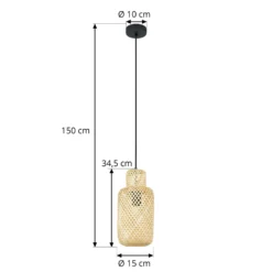 Lindby Hängeleuchte Venora, Ø 15 cm, Bambus, E27