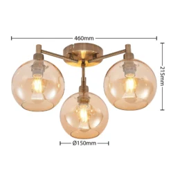 Lindby Jemissa Deckenlampe, 3-flammig, amber
