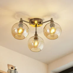 Lindby Jemissa Deckenlampe, 3-flammig, amber
