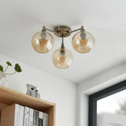 Lindby Jemissa Deckenlampe, 3-flammig, amber
