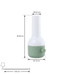 Lindby LED-Akku-Außentischleuchte Isaline, grün, dimmbar