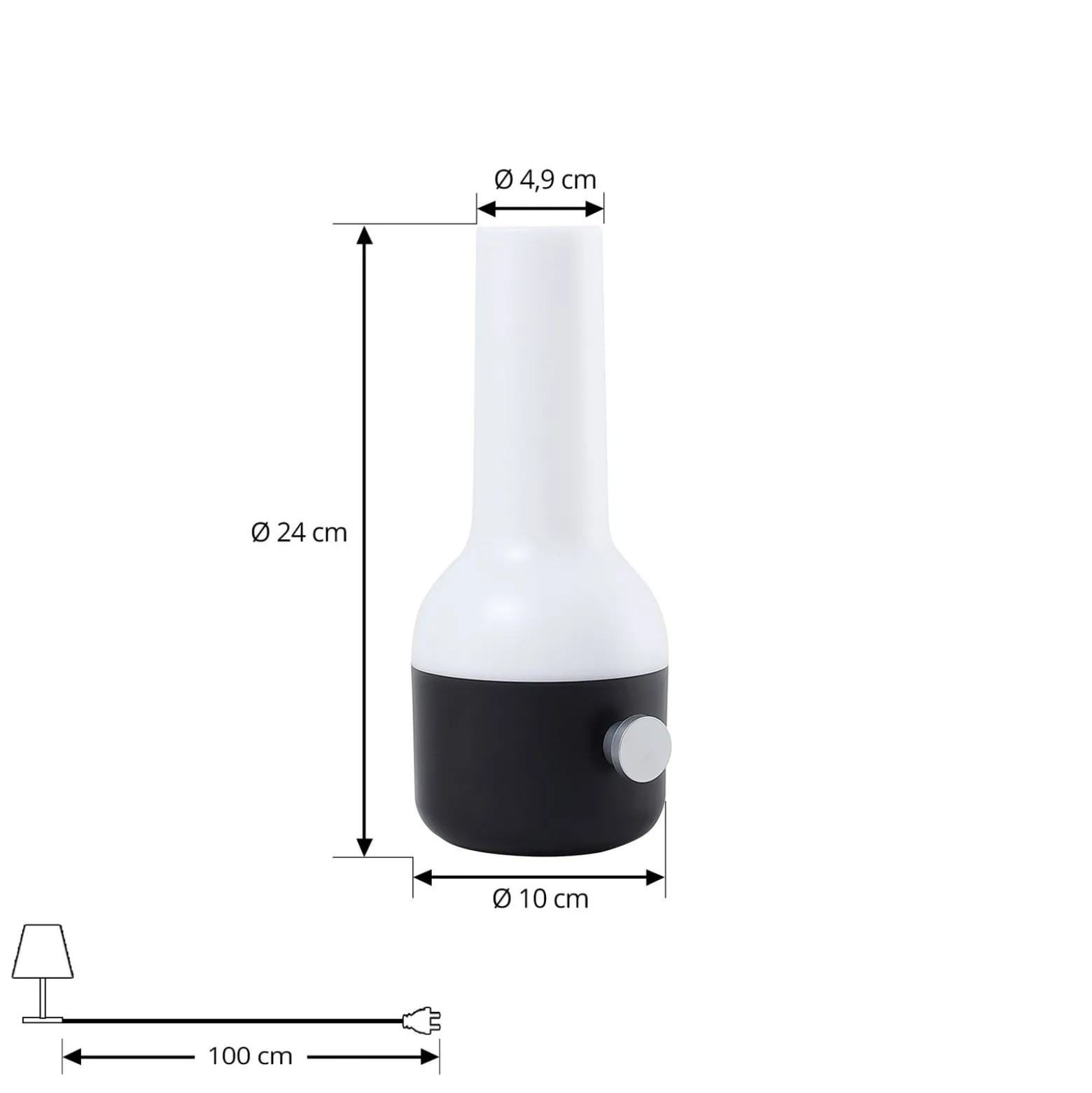 Lindby LED-Akku-Außentischleuchte Isaline, schwarz, dimmbar