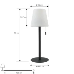 Lindby LED-Akkulampe Azalea schwarz Alu CCT höhenverstellbar