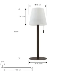 Lindby LED-Akkulampe Azalea, weiß/braun, 45 cm, CCT, IP44