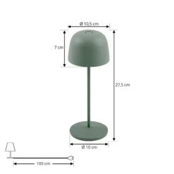 Lindby LED-Akku-Tischleuchte Arietty, grün, dimmbar, IP65