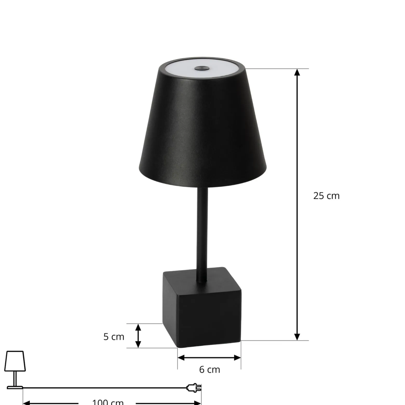 Lindby LED-Akkutischleuchte Janea CUBE, schwarz, Metall