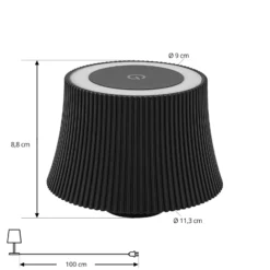 Lindby LED-Akkutischleuchte Linor, schwarz, USB, Touchdimmer