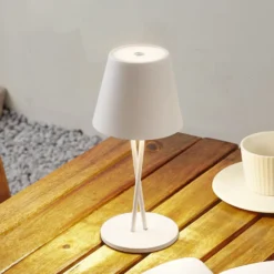 Lindby LED-Akkutischleuchte Janea CROSS, weiß, Metall