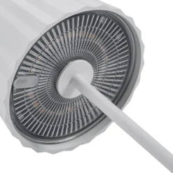 Lindby LED-Akku-Tischleuchte Esali, weiß, Rillen, 29cm