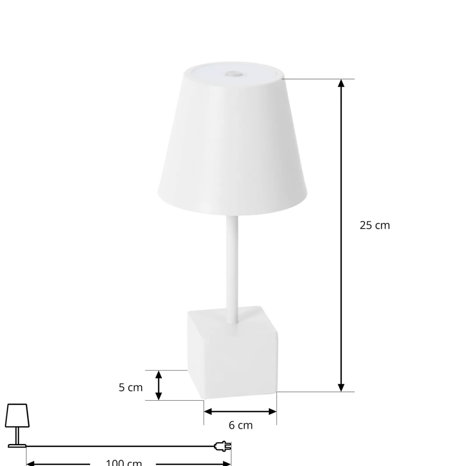 Lindby LED-Akkutischleuchte Janea CUBE, weiß, Metall