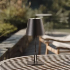 Lindby LED-Akkutischleuchte Janea CROSS, schwarz, Metall