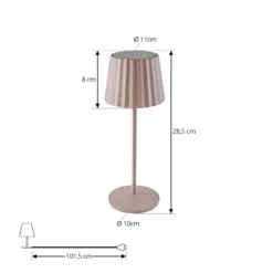 Lindby LED-Akku-Tischleuchte Esali, beige, Metall, IP65