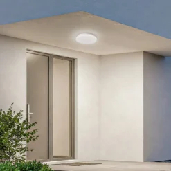 Lindby LED-Außendeckenleuchte Kirkola, 4000 K, Ø 26 cm, weiß