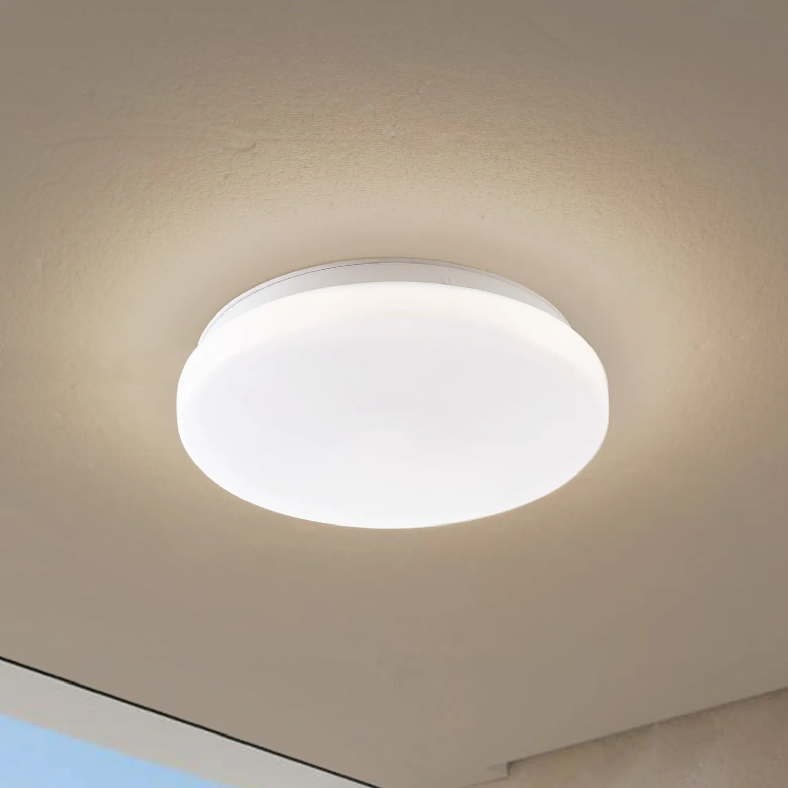 Lindby LED-Außendeckenleuchte Kirkola, 4000 K, Ø 34 cm, weiß
