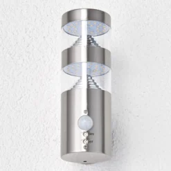 Lindby LED-Außenwandleuchte Lanea, 22 cm, Edelstahl, Sensor