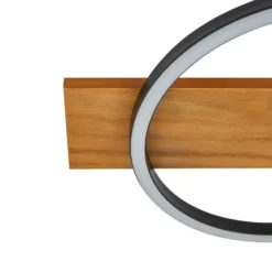 Lindby LED-Deckenlampe Galad, schwarz, Holz, 3-flg., 98 cm