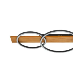 Lindby LED-Deckenlampe Galad, schwarz, Holz, 3-flg., 98 cm