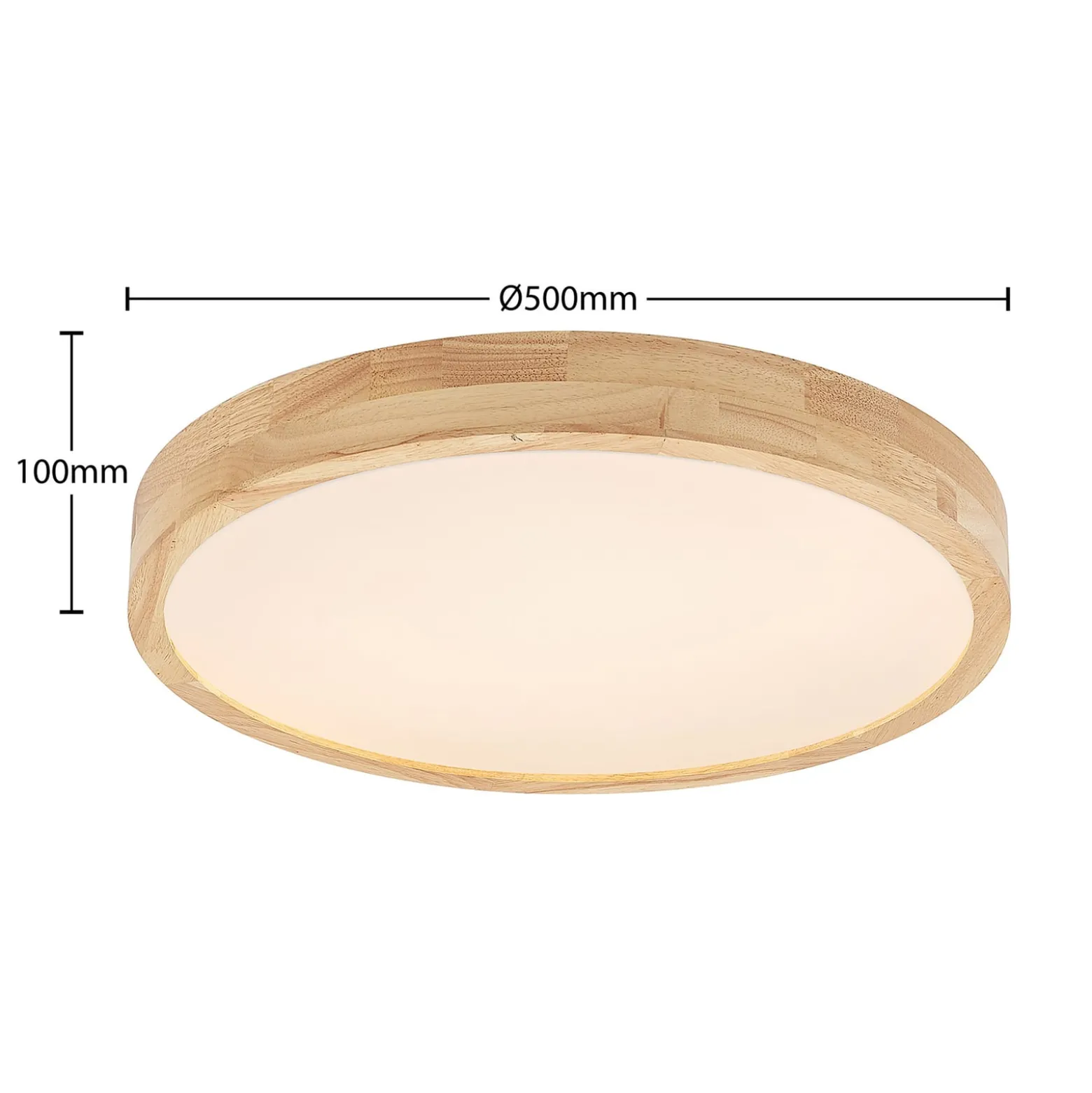 Lindby LED-Deckenlampe Lanira, Ø 50 cm, Holz, Remote, CCT