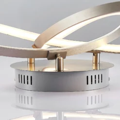 Lindby LED-Deckenlampe Saliha, nickelfarben, Metall, dimmbar