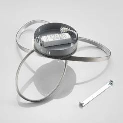 Lindby LED-Deckenlampe Saliha, nickelfarben, Metall, dimmbar