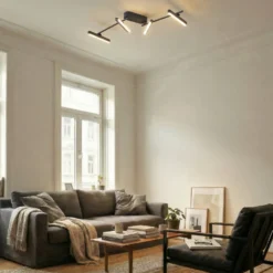 Lindby LED-Deckenleuchte Eldrin, 4-flg., schwarz,Lichtleiste
