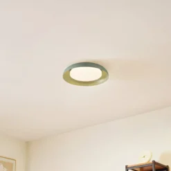 Lindby LED-Deckenleuchte Florie, grün, Metall, Ø 40 cm