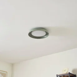 Lindby LED-Deckenleuchte Florie, grün, Metall, Ø 40 cm