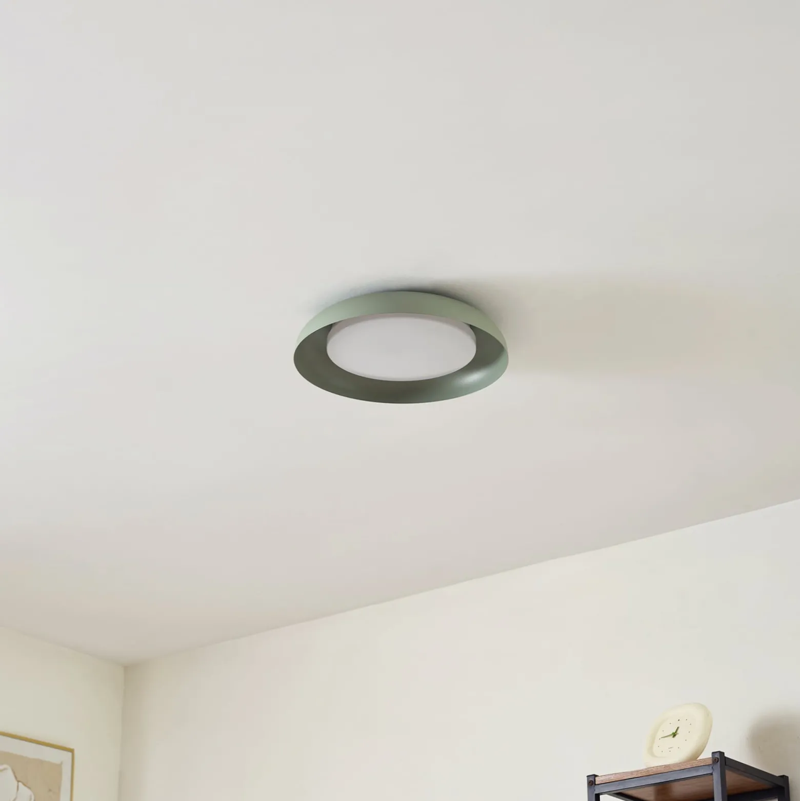 Lindby LED-Deckenleuchte Florie, grün, Metall, Ø 40 cm