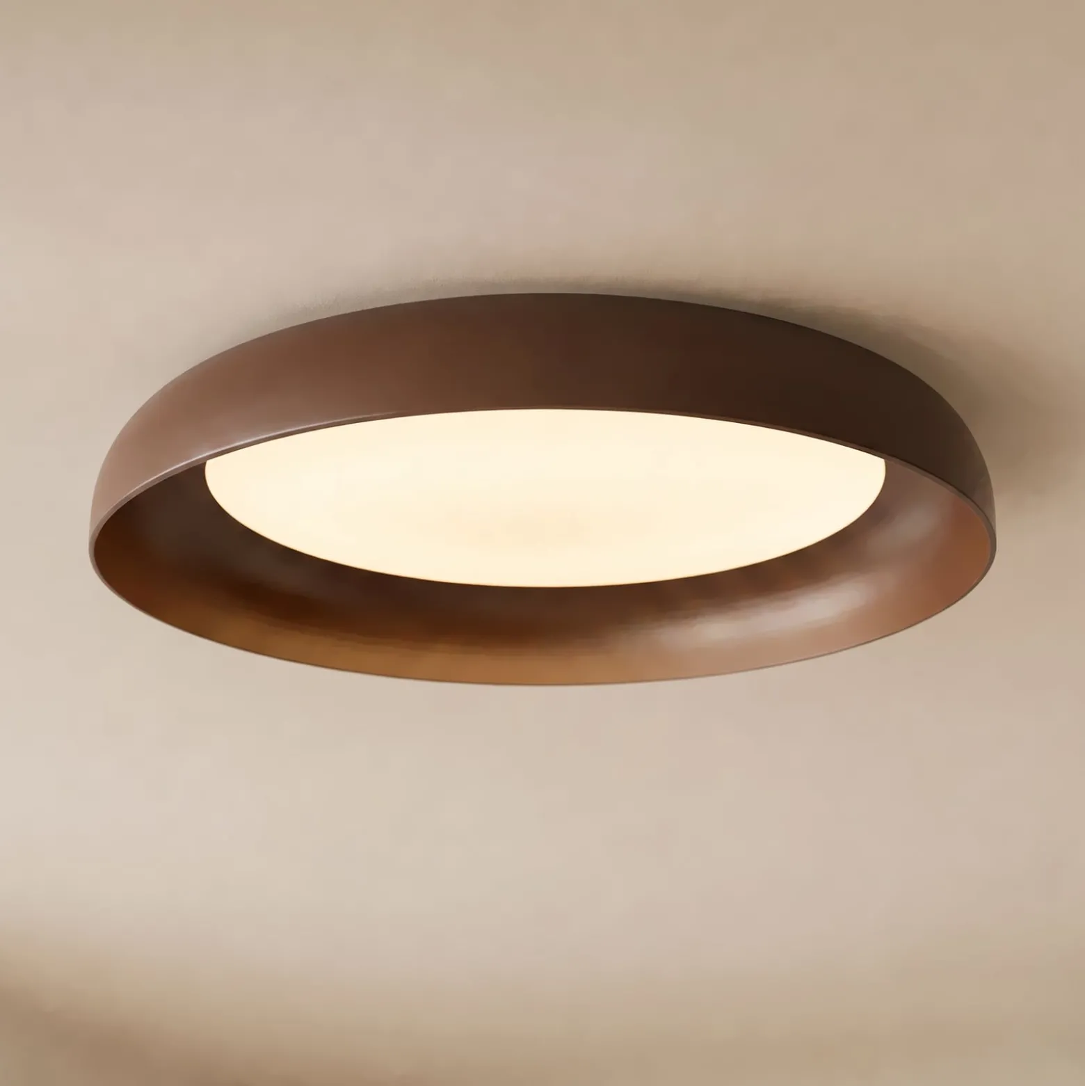 Lindby LED-Deckenleuchte Florie, braun, Metall, Ø 40 cm
