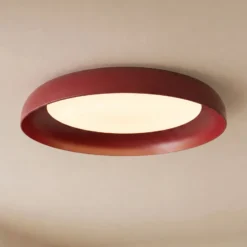 Lindby LED-Deckenleuchte Florie, rot, Metall, Ø 40 cm