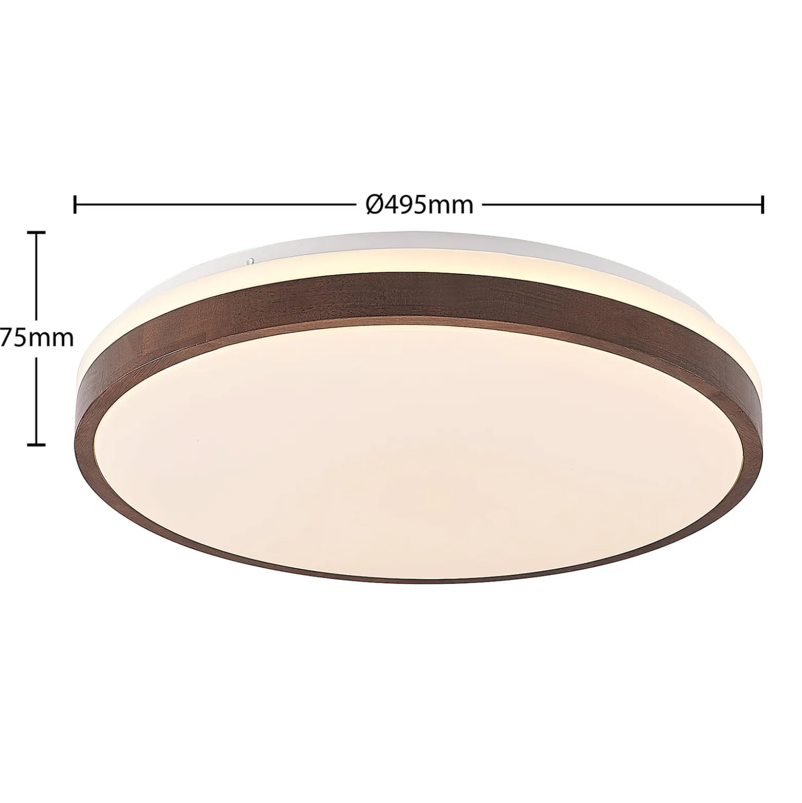 Lindby LED-Deckenleuchte Hudsona, Ø 49 cm, Holz, braun