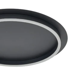 Lindby LED-Deckenleuchte Kunis, schwarz, Kunststoff, Ø 46 cm