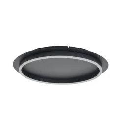 Lindby LED-Deckenleuchte Kunis, schwarz, Kunststoff, Ø 46 cm