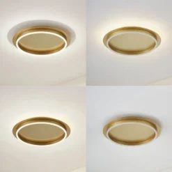 Lindby LED-Deckenleuchte Kunis, gold, Kunststoff, Ø 46cm