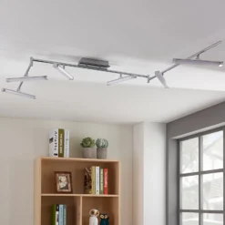 Lindby LED-Deckenleuchte Pilou, 6-flg., dimmbar, chrom
