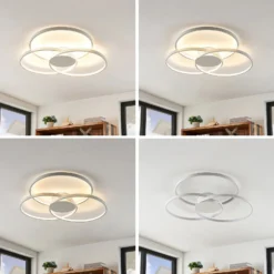 Lindby LED-Deckenleuchte Riley, weiß, Metall, 80 cm, dimmbar