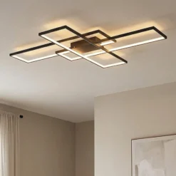 Lindby LED-Deckenleuchte Tetson, schwarz, Metall, dimmbar