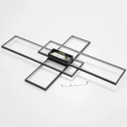 Lindby LED-Deckenleuchte Tetson, schwarz, Metall, dimmbar