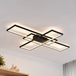 Lindby LED-Deckenleuchte Tetson, schwarz, Metall, dimmbar