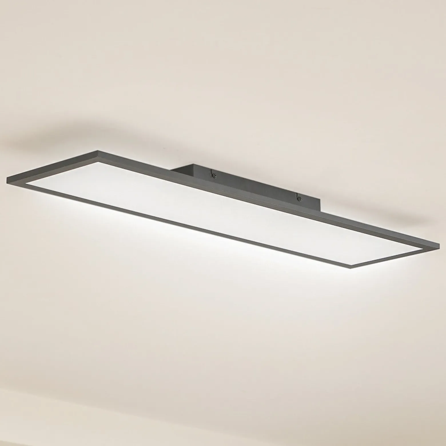 Lindby LED-Panel Enhife, schwarz, 80 x 20 cm, Metall, 4.000K