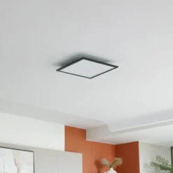 Lindby LED-Panel Enhife, schwarz, 40 x 40 cm, Metall, 4.000K