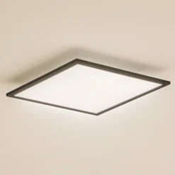 Lindby LED-Panel Enhife, schwarz, 40 x 40 cm, Metall, 4.000K