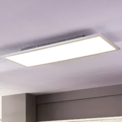 Lindby LED-Panel Livel, 2er-Set, 4.000 K, 80 x 30 cm, silber