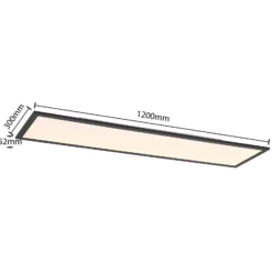 Lindby LED-Panel Nelios, 120 x 30 cm, CCT, schwarz, Metall
