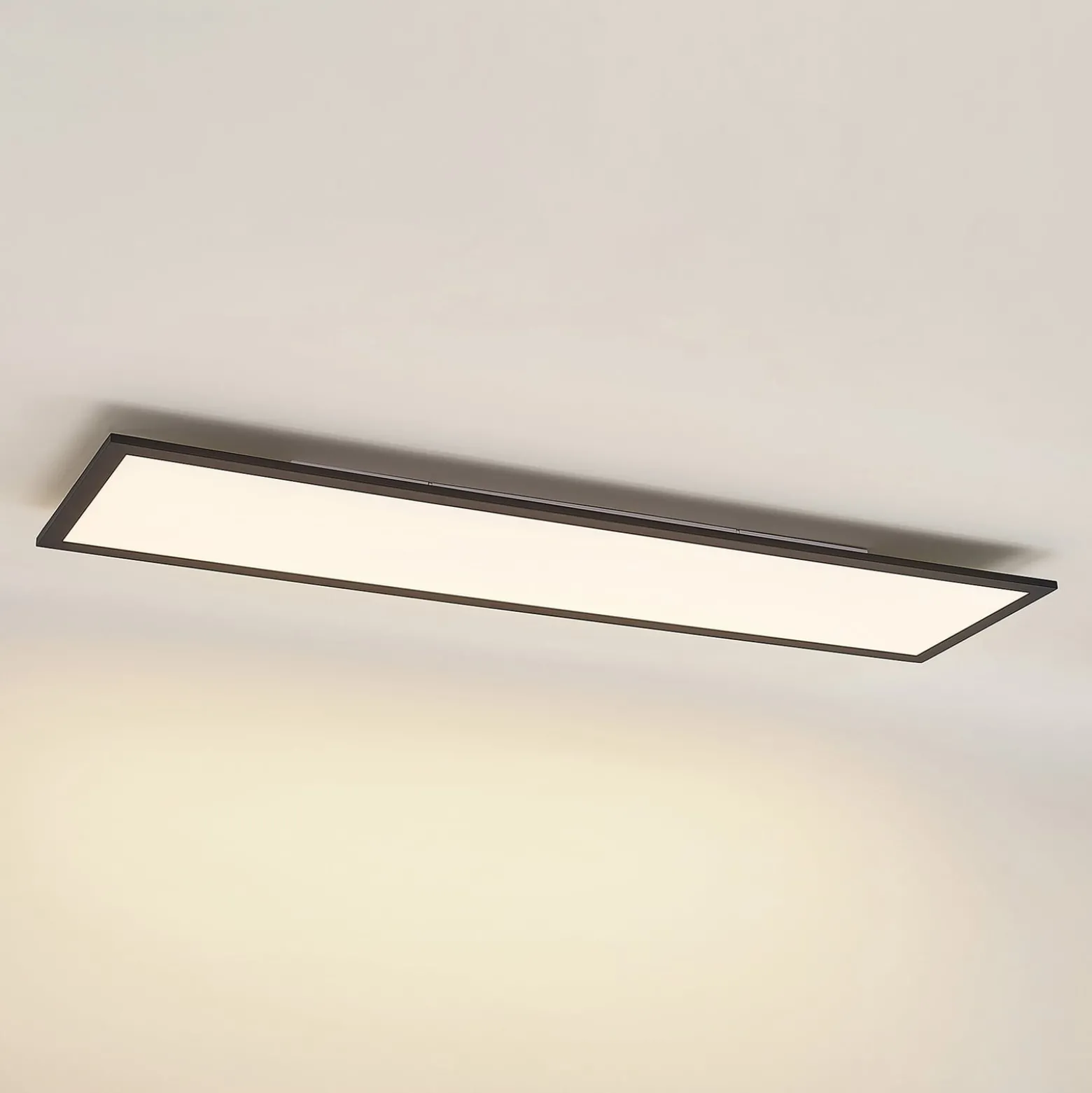 Lindby LED-Panel Nelios, 120 x 30 cm, CCT, schwarz, Metall