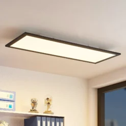 Lindby LED-Panel Nelios, 80 x 30 cm, CCT, schwarz, Metall
