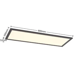 Lindby LED-Panel Nelios, 80 x 30 cm, CCT, schwarz, Metall